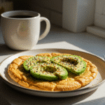 High protein cloud bread breakfast with avocado topping